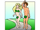 Adam and Eve walking away from Eden